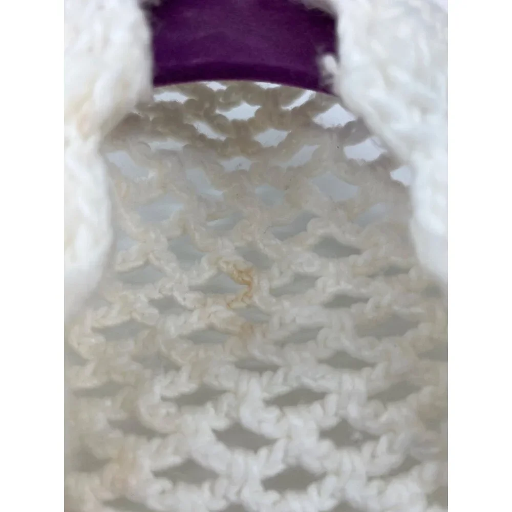 Vintage Pineapple Crochet Shawl Fringe Wrap Ivory Boho Festival One Size - Picture 16 of 16
